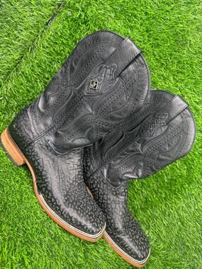 Rock'em Men Leather Cowboy Boots Western Square Toe Sz 10 Hecho En Mexico